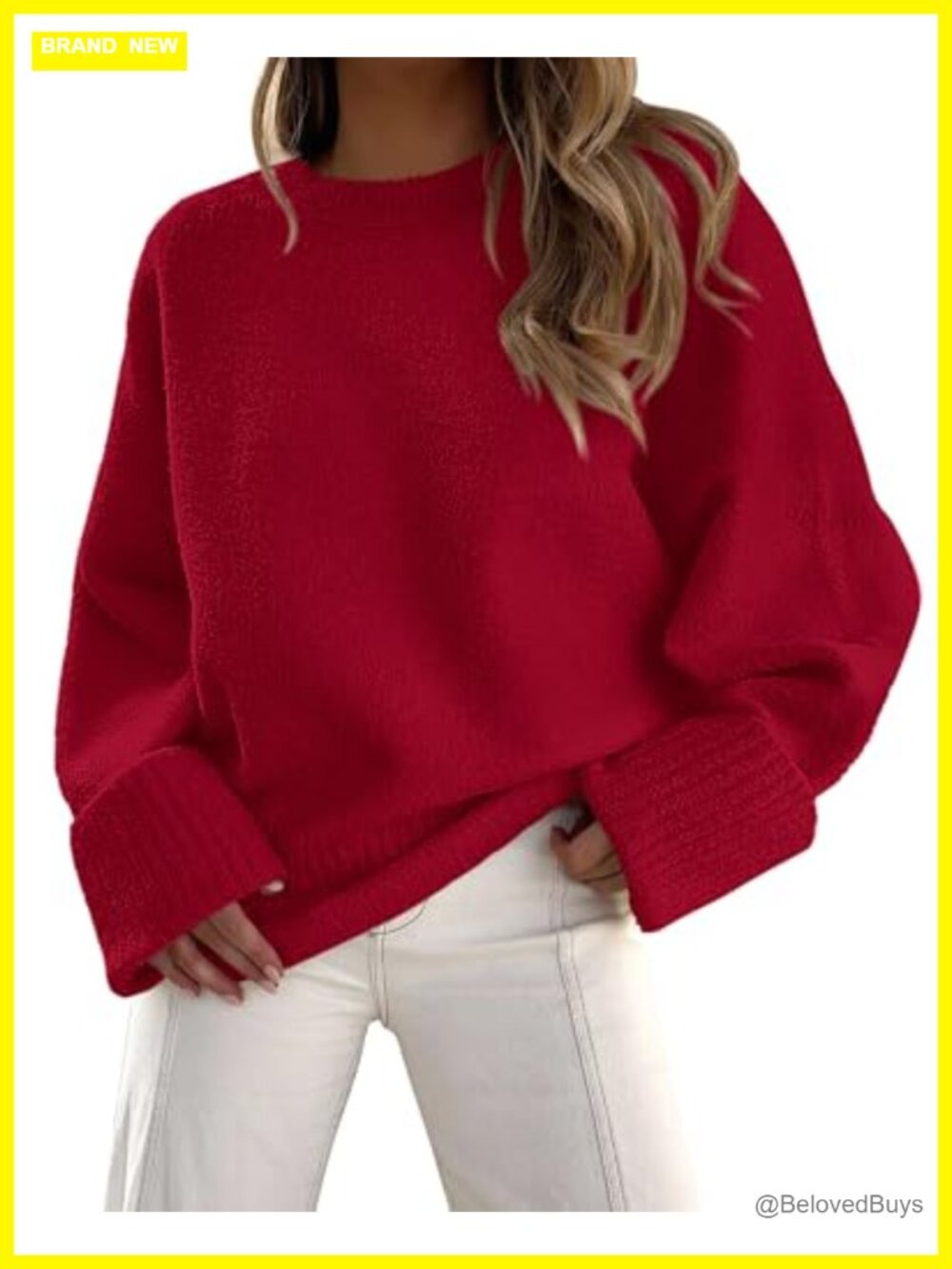 Women's Cozy Oversized Fuzzy Crewneck Pullover Sweater